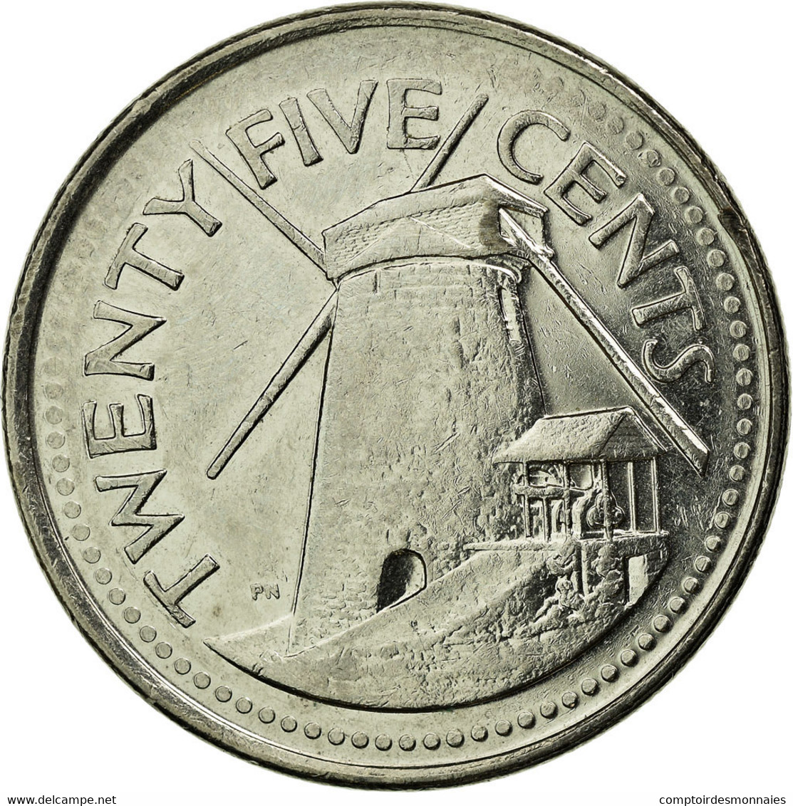 Monnaie, Barbados, 25 Cents, 2008, Franklin Mint, TTB, Nickel Plated Steel - Barbados (Barbuda)