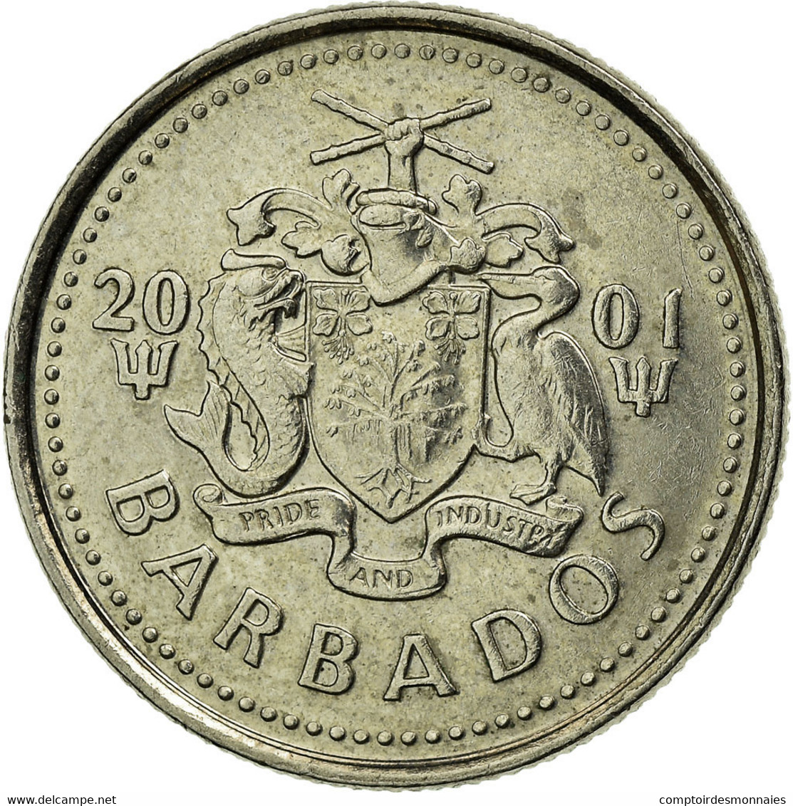 Monnaie, Barbados, 10 Cents, 2001, Franklin Mint, TTB, Copper-nickel, KM:12 - Barbados (Barbuda)