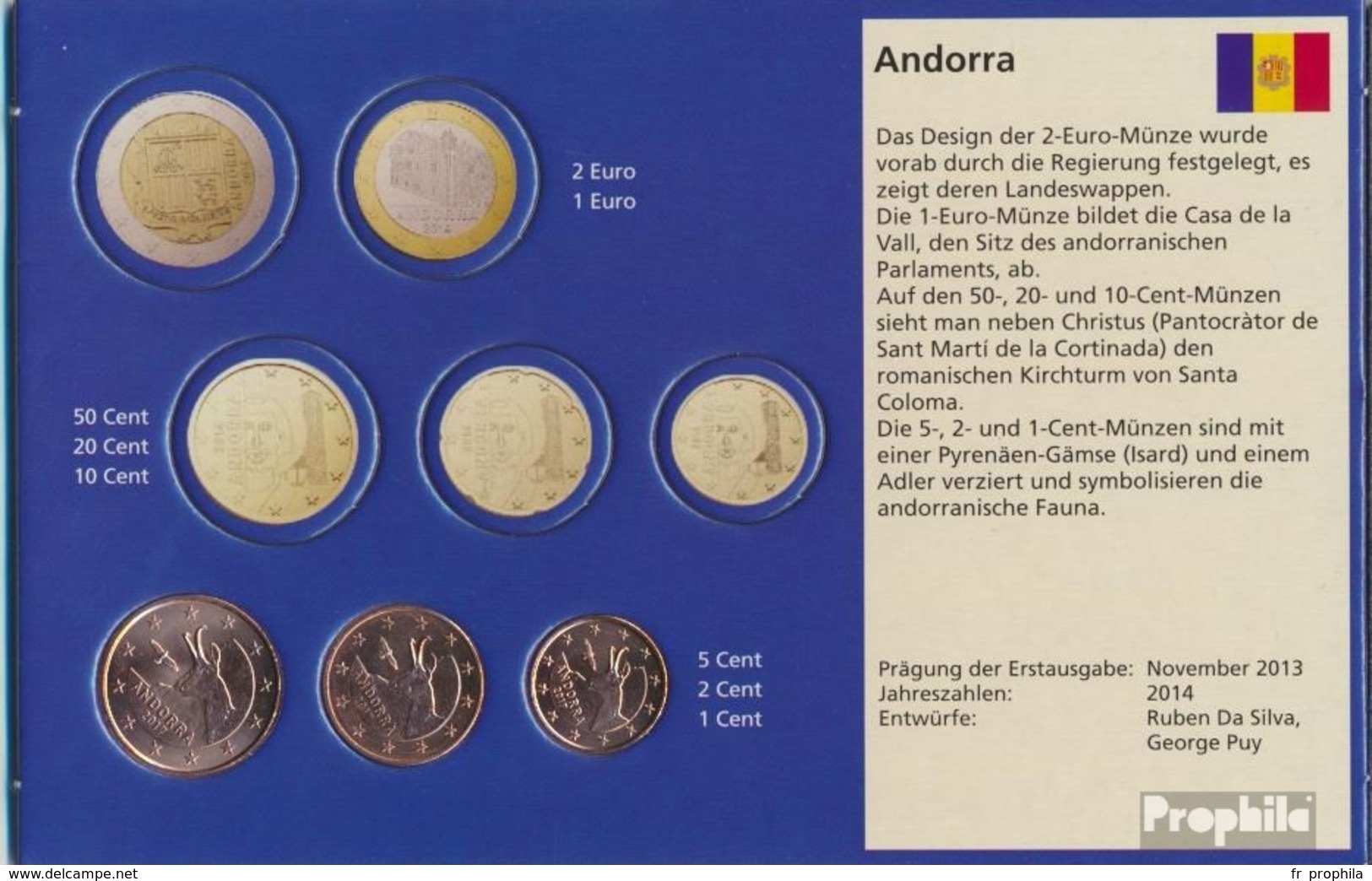 Andorre AND1- 3 2017 Stgl./unzirkuliert Stgl./unzirkuliert 2017 Kursmünzen 1, 2 Et 5 Cent - Andorre