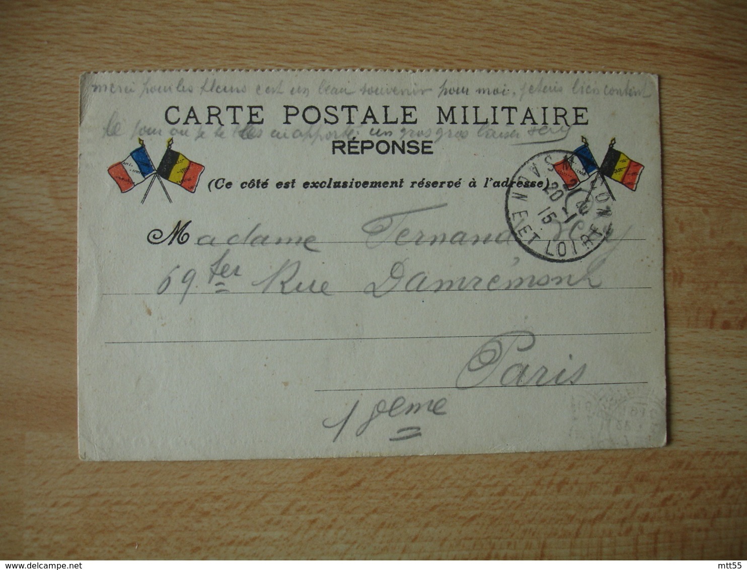 Carte Franchise Postale  2 Fois Paire Drapeau Guerre 14.18 - WW I