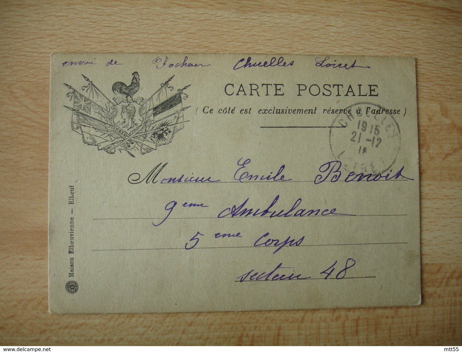 Carte Franchise Postale Guerre 14.18 Coq Marianne  8 Drapeaux - WW I