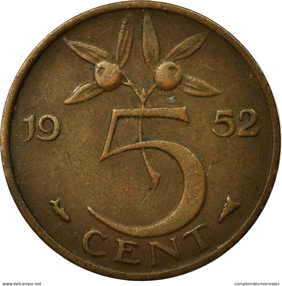 Monnaie, Pays-Bas, Juliana, 5 Cents, 1952, TTB, Bronze, KM:181 - 5 Centavos