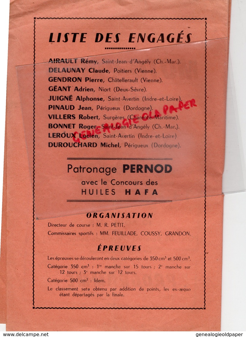 87 - PEYRAT DE BELLAC- PONT DE BEISSAT-RARE PROGRAMME MOTO CROSS 10 AOUT 1958- VLAUDE DELAUNAY-ADRIEN GEANT-REMY AIRAULT - Programas