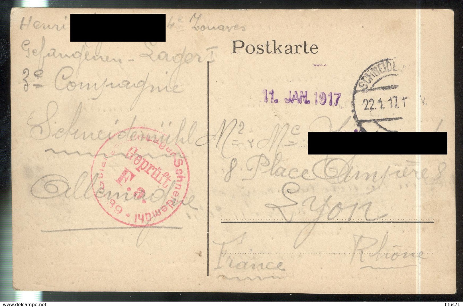Courrier De Prisonnier Français En Allemagne - 07-11-1918 - Camp De Schneidemühl ( Allemagne ) - Documents
