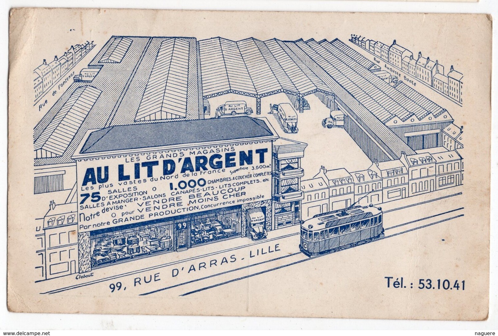 59  LILLE  AU LIT D ARGENT  CARTE PUBLICITAIRE - Lille