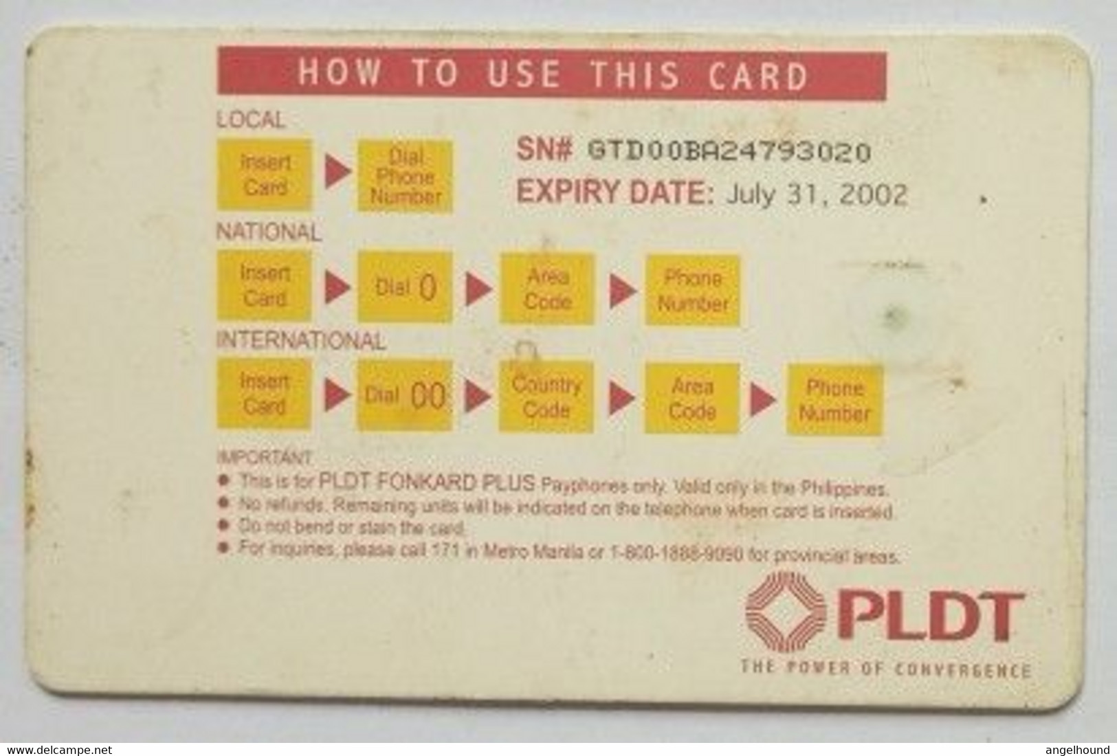 PLDT 100 Peso Fonkard Plus ( Green ) - Filippine