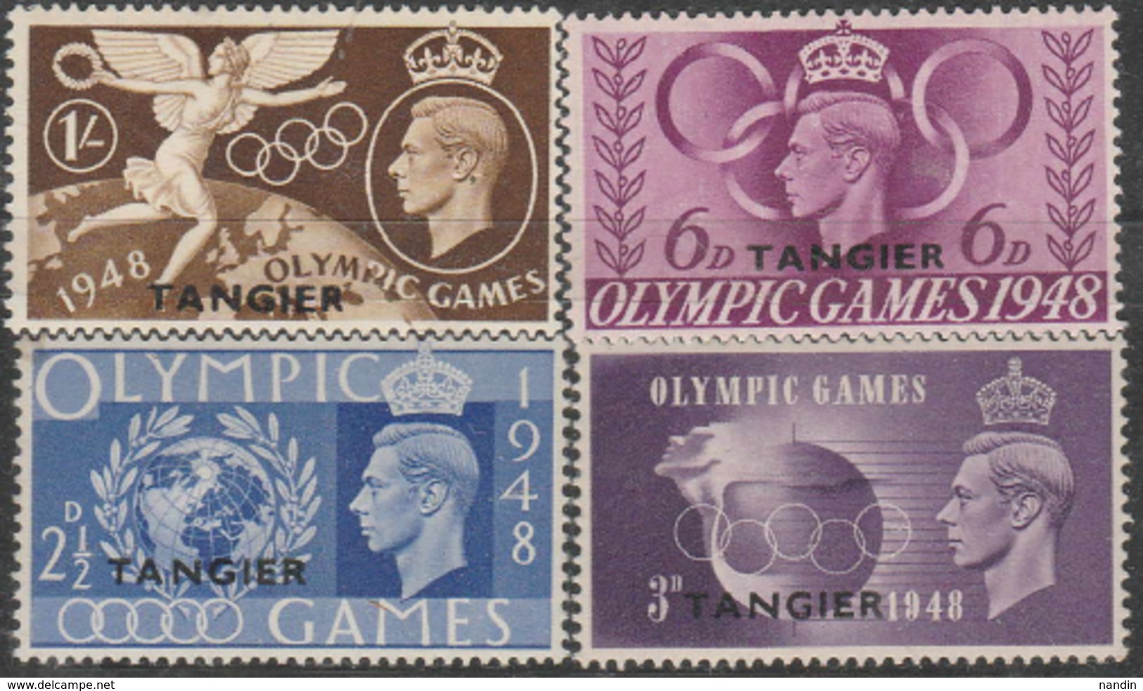 1948 LONDON  OLYMPIC  MNH STAMP SET FROM GREAT BRITAIN OVER PRINT TANGIER - Sommer 1948: London