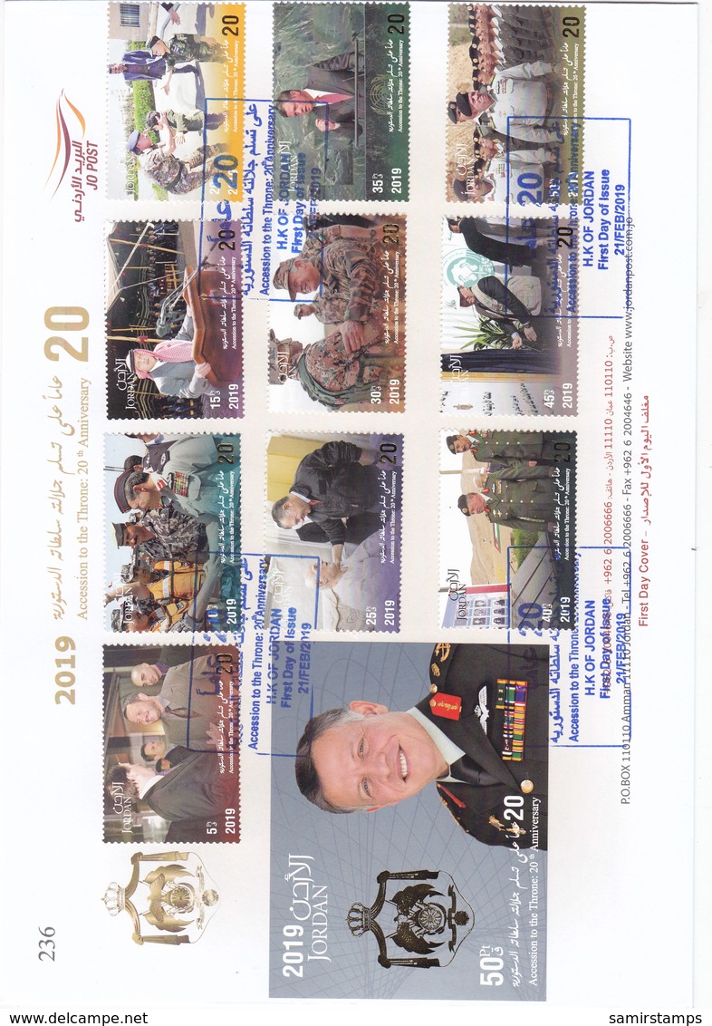 Jordan New Issue 2019, 20th Ann Accession Kg 10 V + 1 Ssouv.sheet-compl Officla FDC- Limited- SKRILL PAYMENT ONLY - Jordan