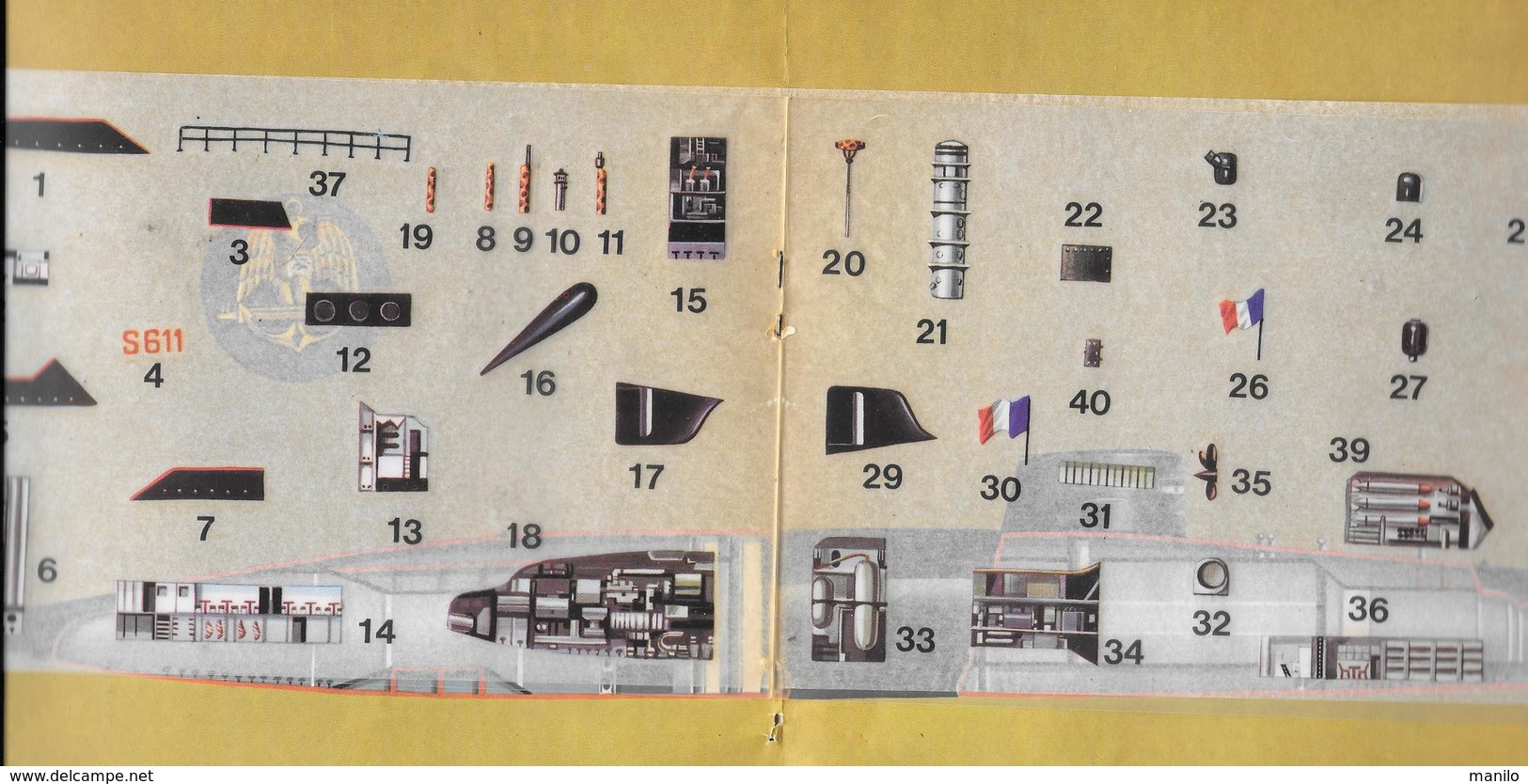 LE SOUS-MARIN ATOMIQUE  Par CH.H.TAVARD - LANCE-MISSILES "REDOUTABLE" & "TERRIBLE" 1975 - 8 Pages +  Décalcomanies - Barche