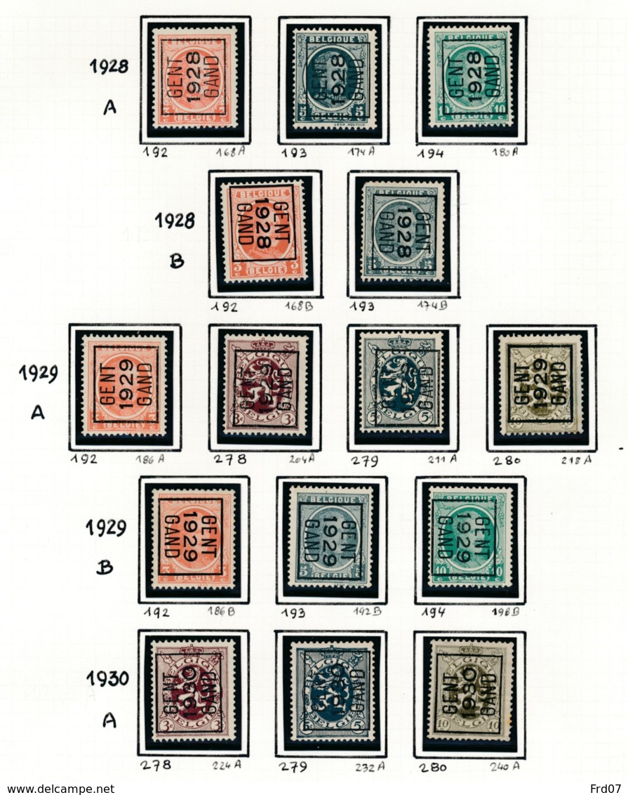 Préo - Typo Gent 1922 1929 - Zonder Gom (*) - Typografisch 1922-31 (Houyoux)