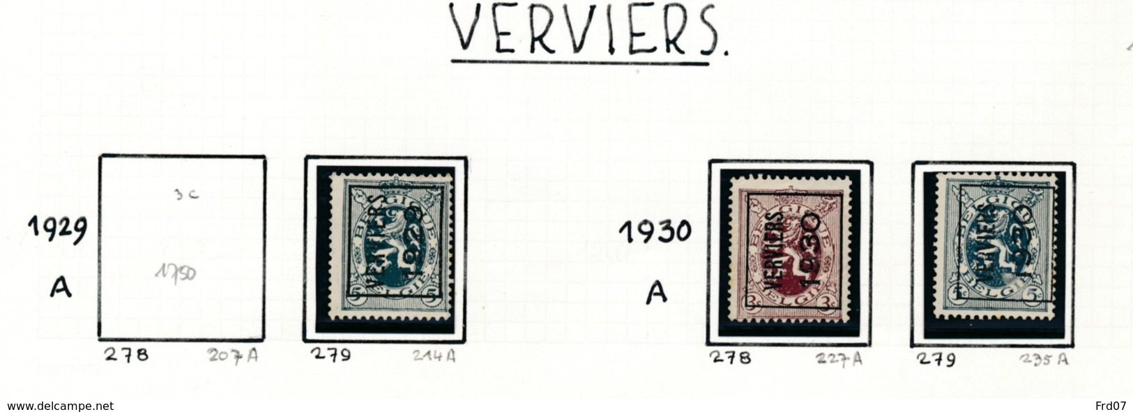 Préo - Typo Verviers  1929  1930- Sans Gomme (*) - Typografisch 1922-31 (Houyoux)