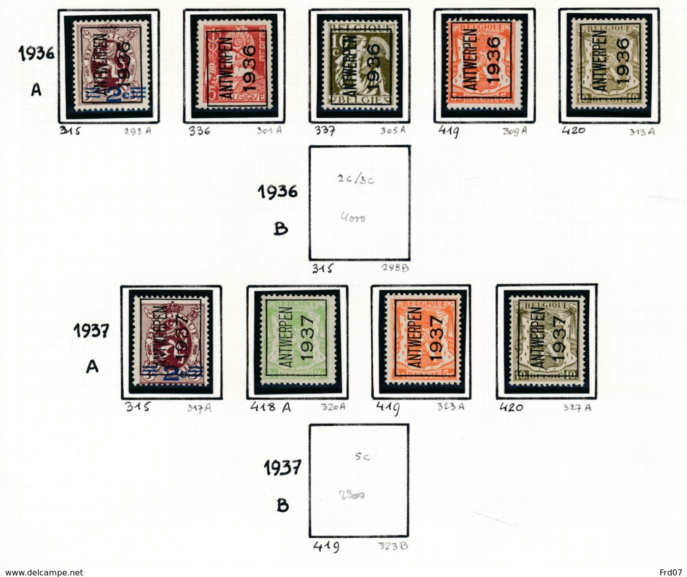 Préo - Typo Antwerpen 1930 1937 - Zonder Gom (*) - Typografisch 1932-36 (Ceres En Mercurius)