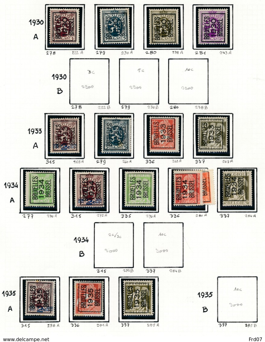 Préo - Typo Bruxelles 1930 1937 - Sans Gomme (*) - Sobreimpresos 1932-36 (Ceres Y Mercurio)