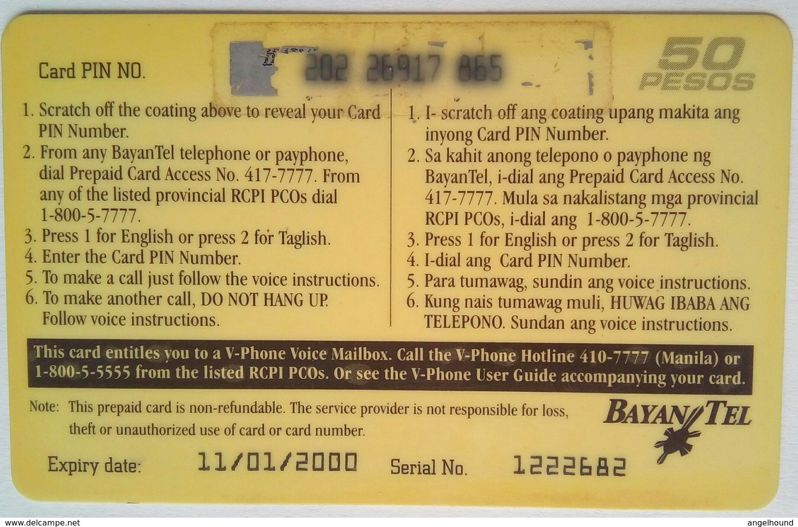 Bayan Tel  50 Pesos Remote - Philippines