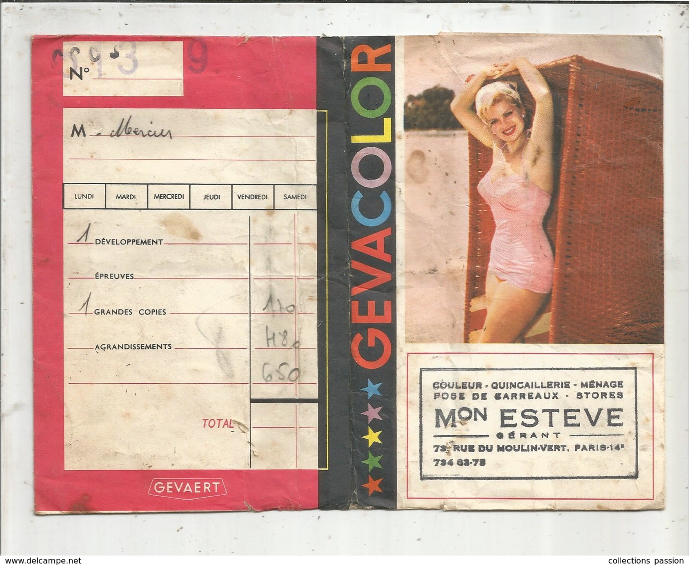 Pochette De Photographies , Gevacolor , PIN UP ,Maison Estéve , Paris 14 E ,3 Scans , Frais Fr 1.55 E - Autres & Non Classés