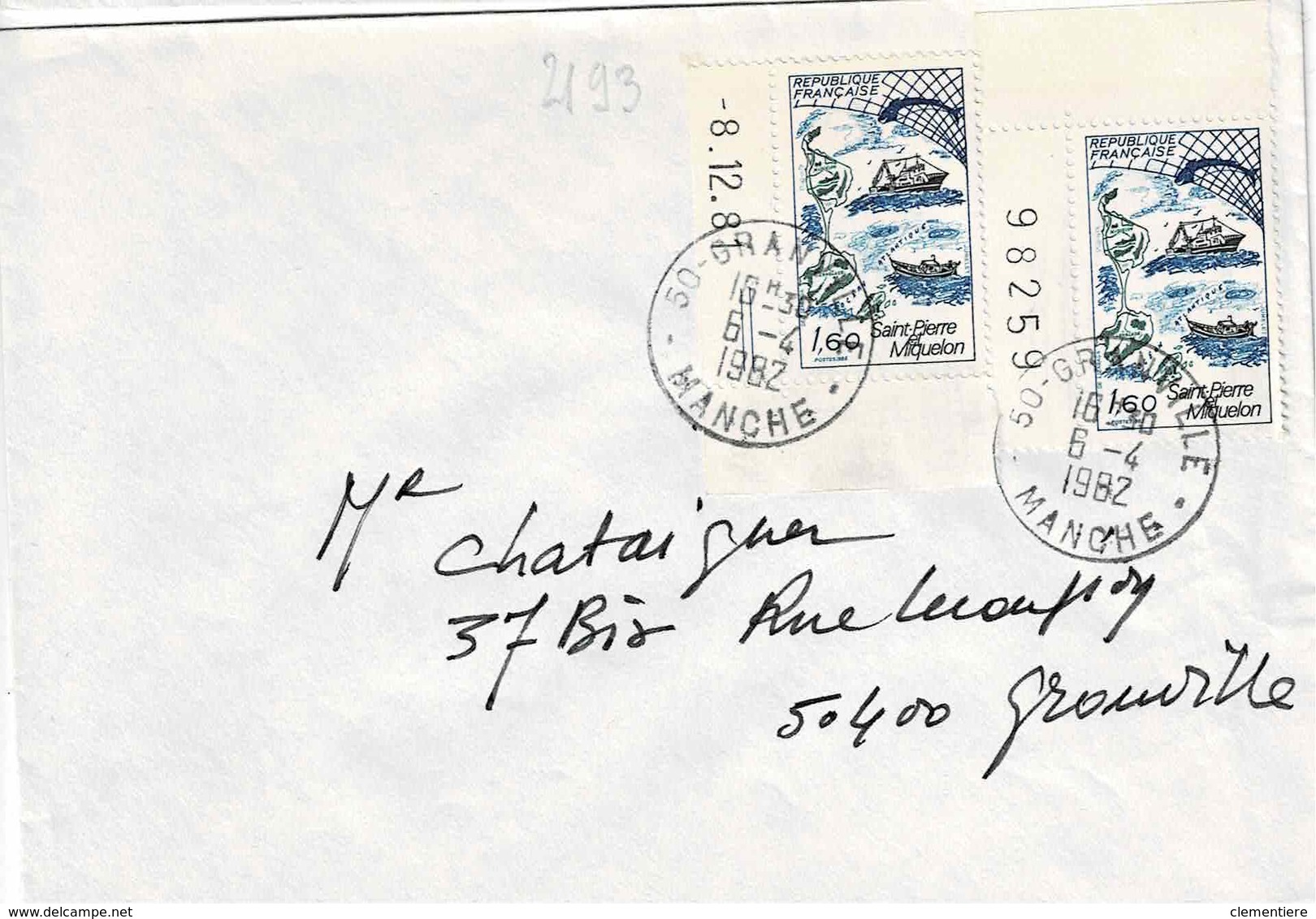 TP  N° 2193 En Paire Sur Enveloppe De Granville - 1961-....