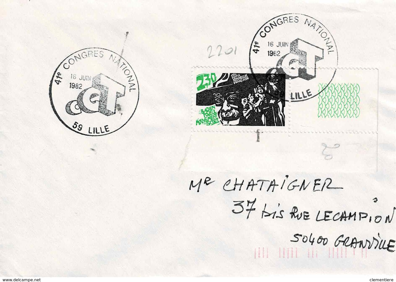 TP  N°  2201 Seul Sur Enveloppe Du Congrès CGT De Lille - 1961-....