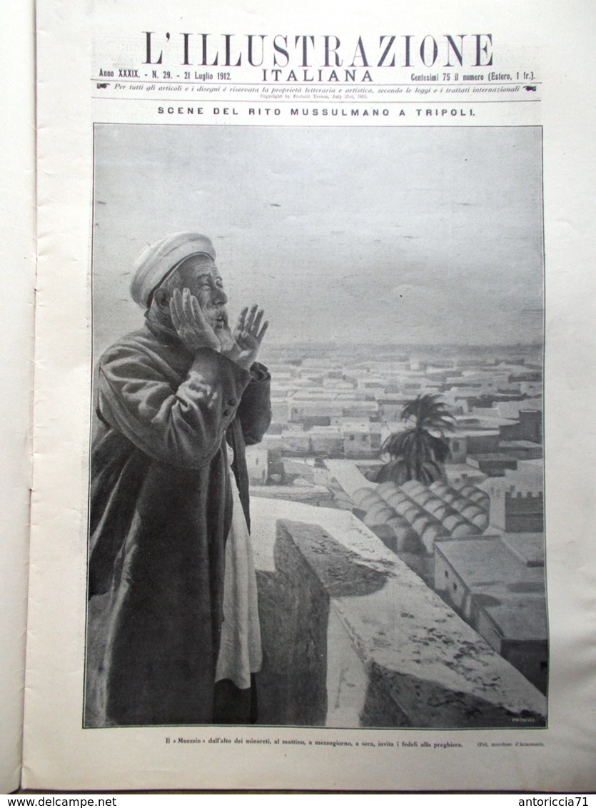 L'illustrazione Italiana 21 Luglio 1912 Olimpiadi Stoccolma Egeo Misrata Muezzin - Altri & Non Classificati