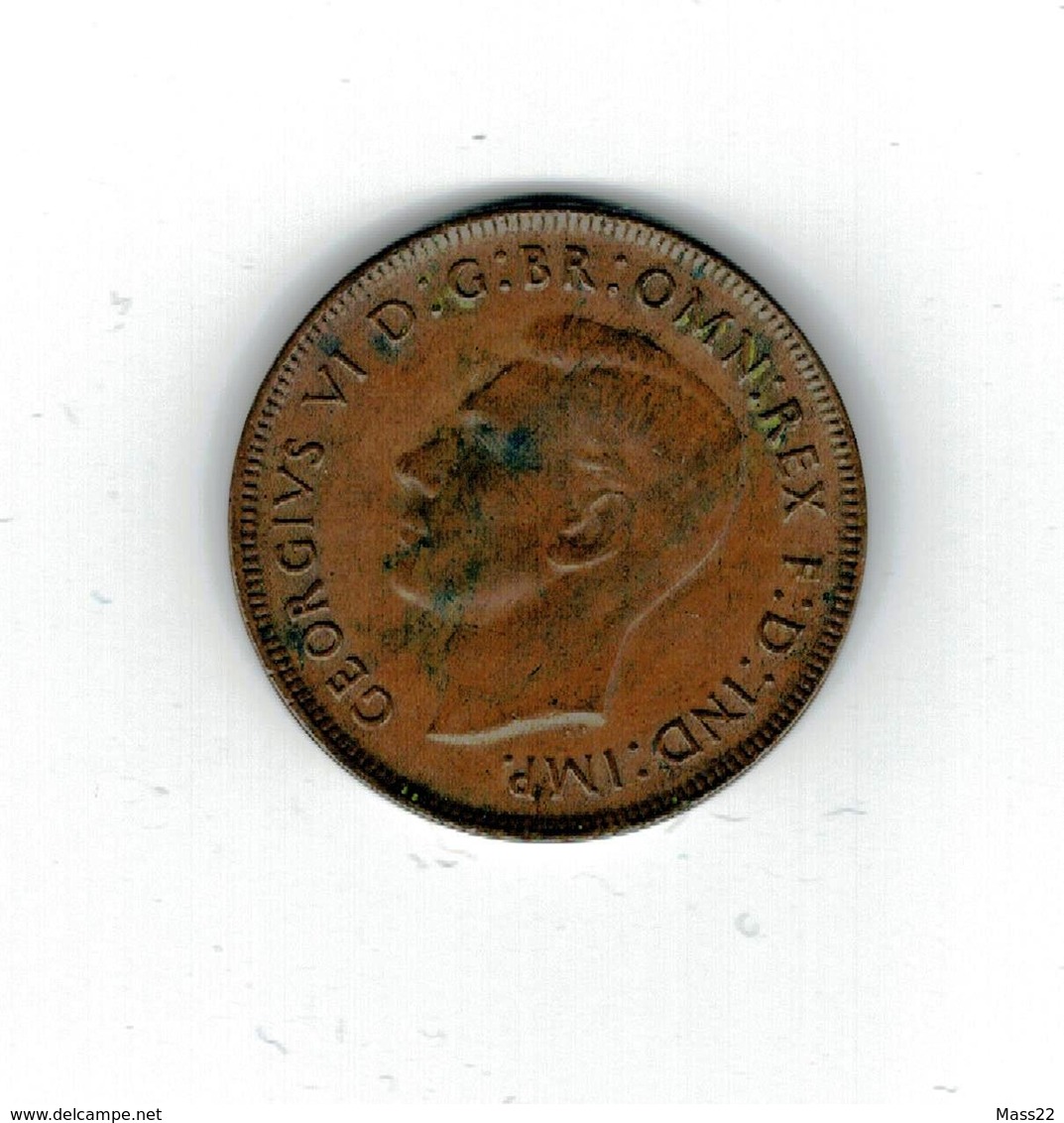 Australian 1 Penny 1942, King George VI, VF - Penny