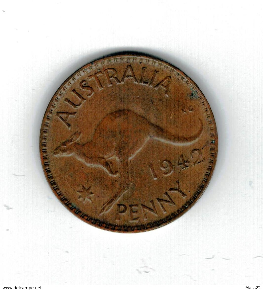 Australian 1 Penny 1942, King George VI, VF - Penny