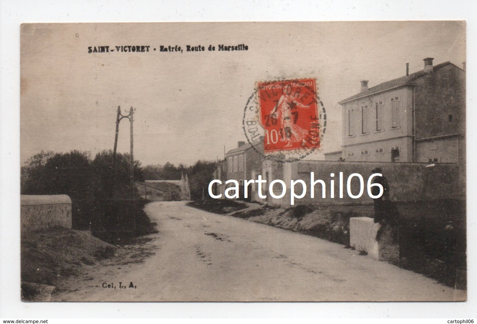 - CPA SAINT-VICTORET (13) - Entrée, Route De Marseille 1918 - Collection L. A. - - Autres & Non Classés