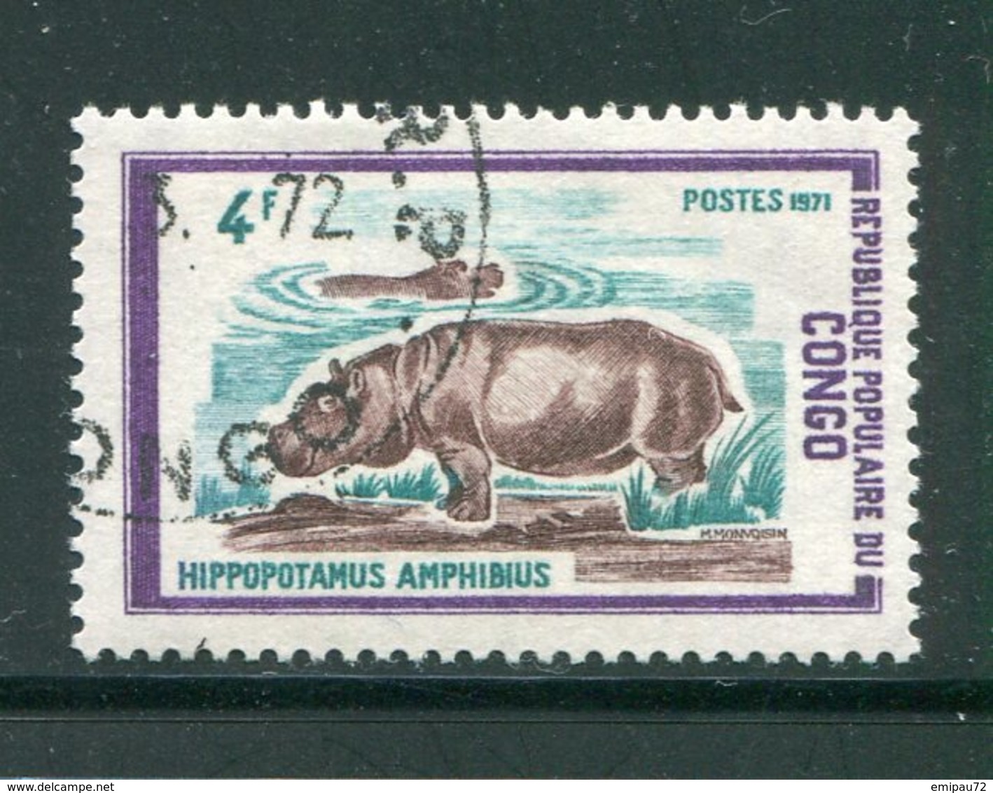 CONGO- Y&T N°321- Oblitéré (hippopotames) - Oblitérés