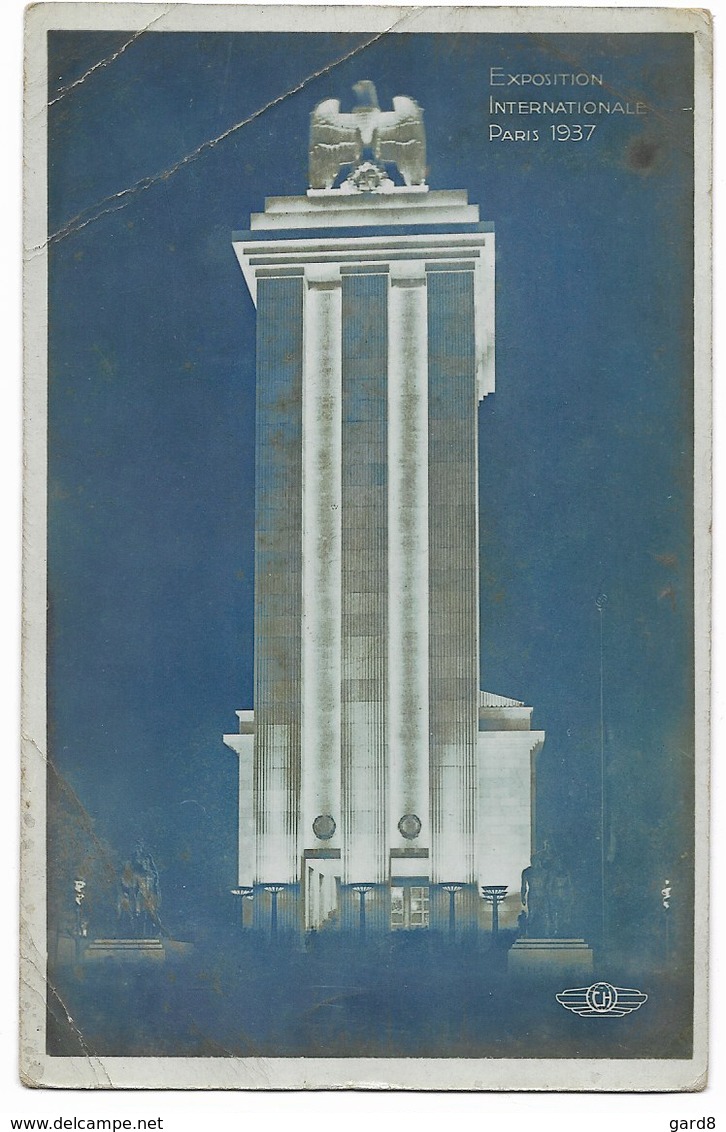 Exposition Paris 1937  - Vue Nocturne Du Pavillon All.  - Architecte : Albert Speer - Expositions