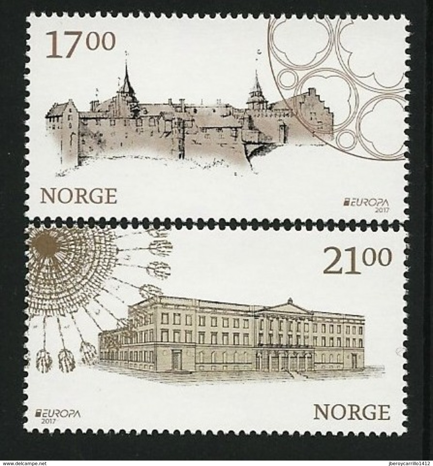 NORUEGA/ NORWAY/ NORWEGEN -EUROPA-CEPT 2017.-TEMA:"CASTILLOS -CASTLES -SCHLÖSSER".- SERIE De 2 V. - 2017