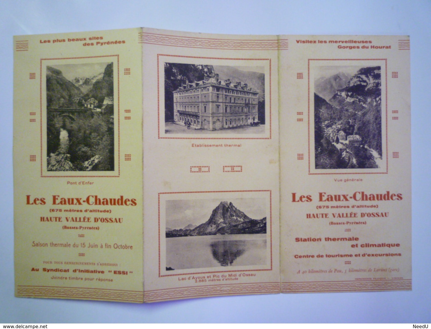 GP 2019 - 581  LES EAUX-CHAUDES  :  Brochure PUB Cartonnée  3 VOLETS    XXXX - Publicités