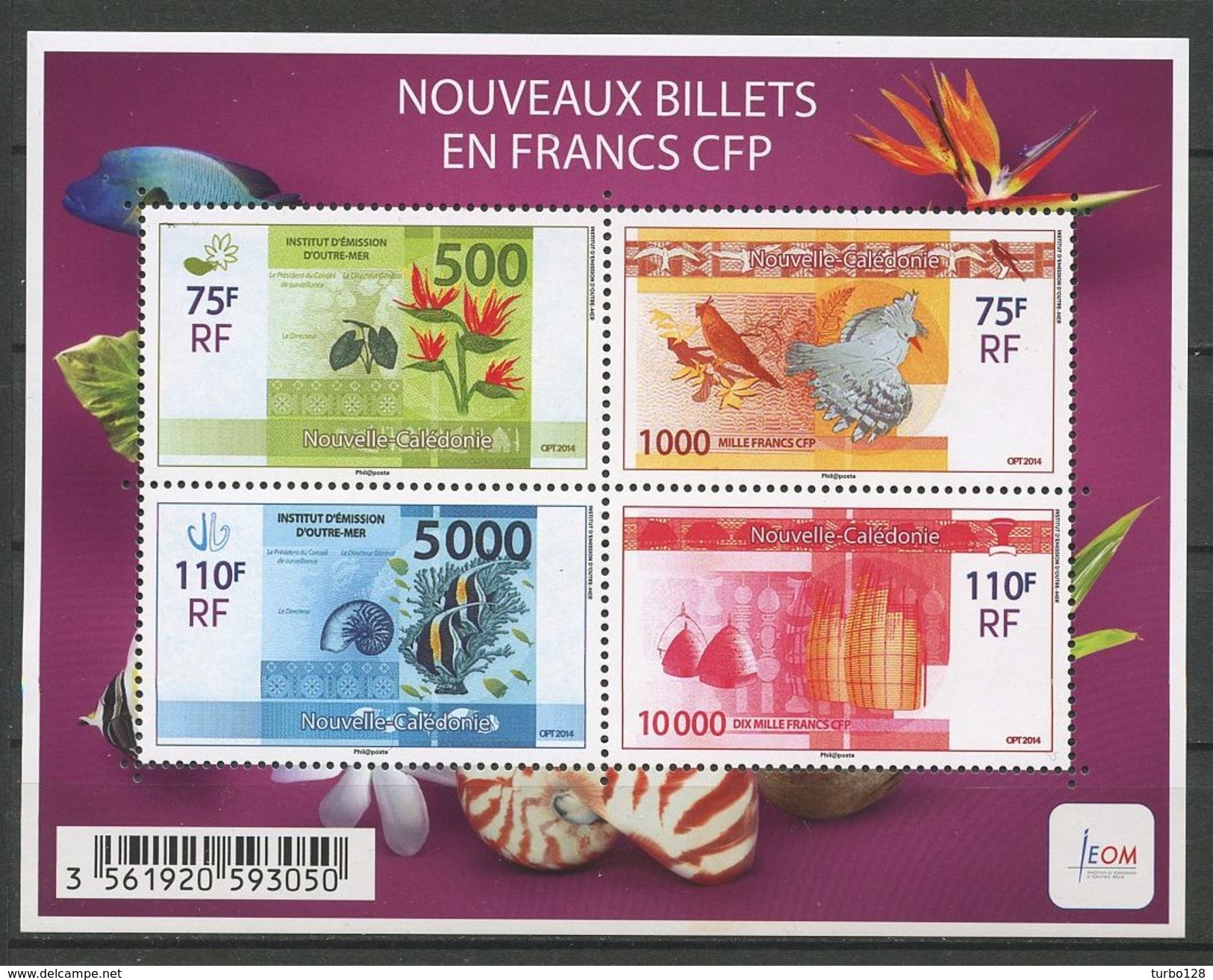 Calédonie 2014 N° F1208 ** ( 1208/1211 ) Neuf  MNH Superbe Numismatique Billets Faune Flore Oiseaux Poissons Fleurs Bird - Neufs