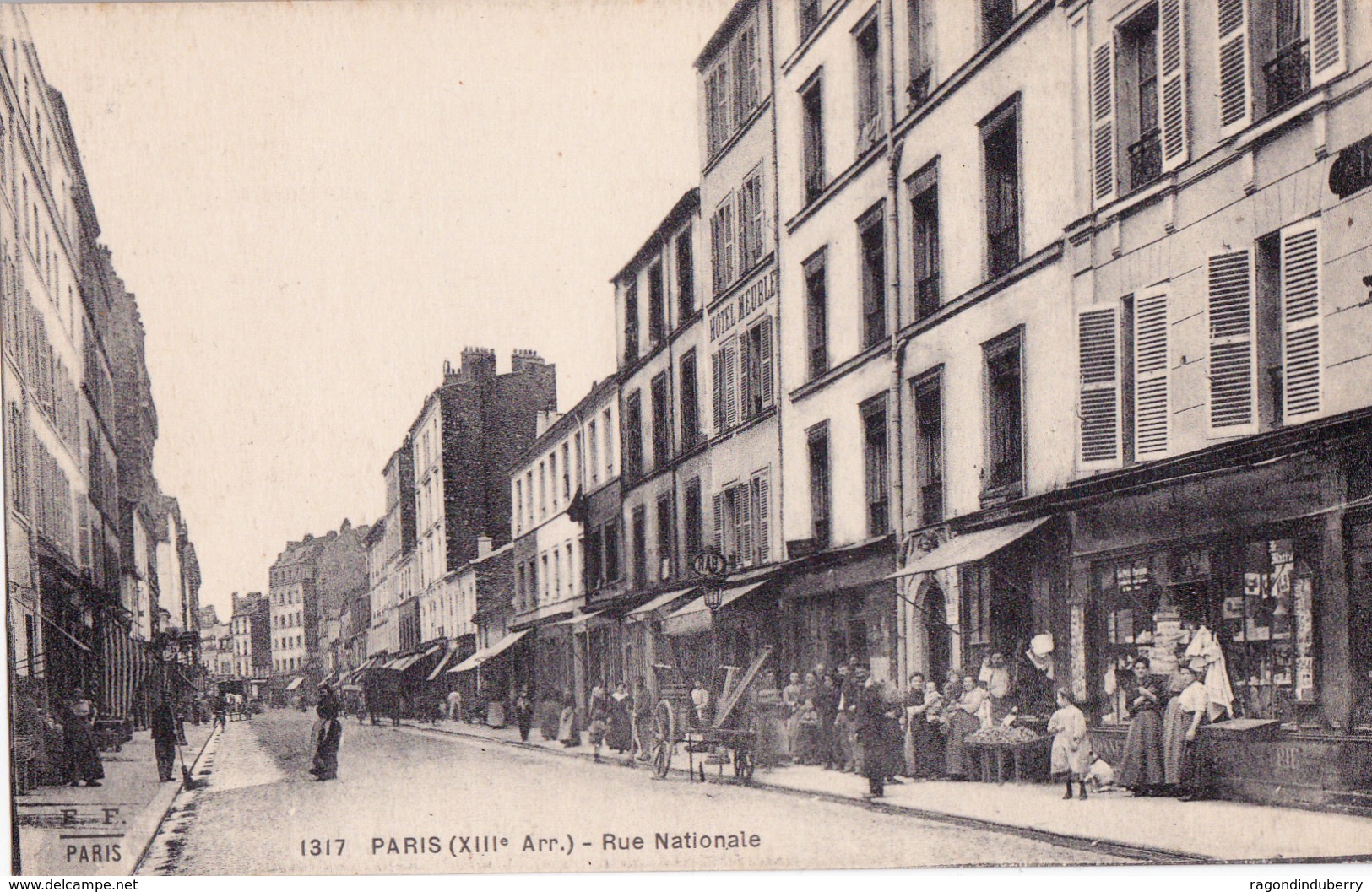 CPA - 75 - PARIS (13ème) - RUE NATIONALE Beau Plan De Commerces Et Animation Vers 1920 - CARTE Sur PLAN RARE - - Arrondissement: 13