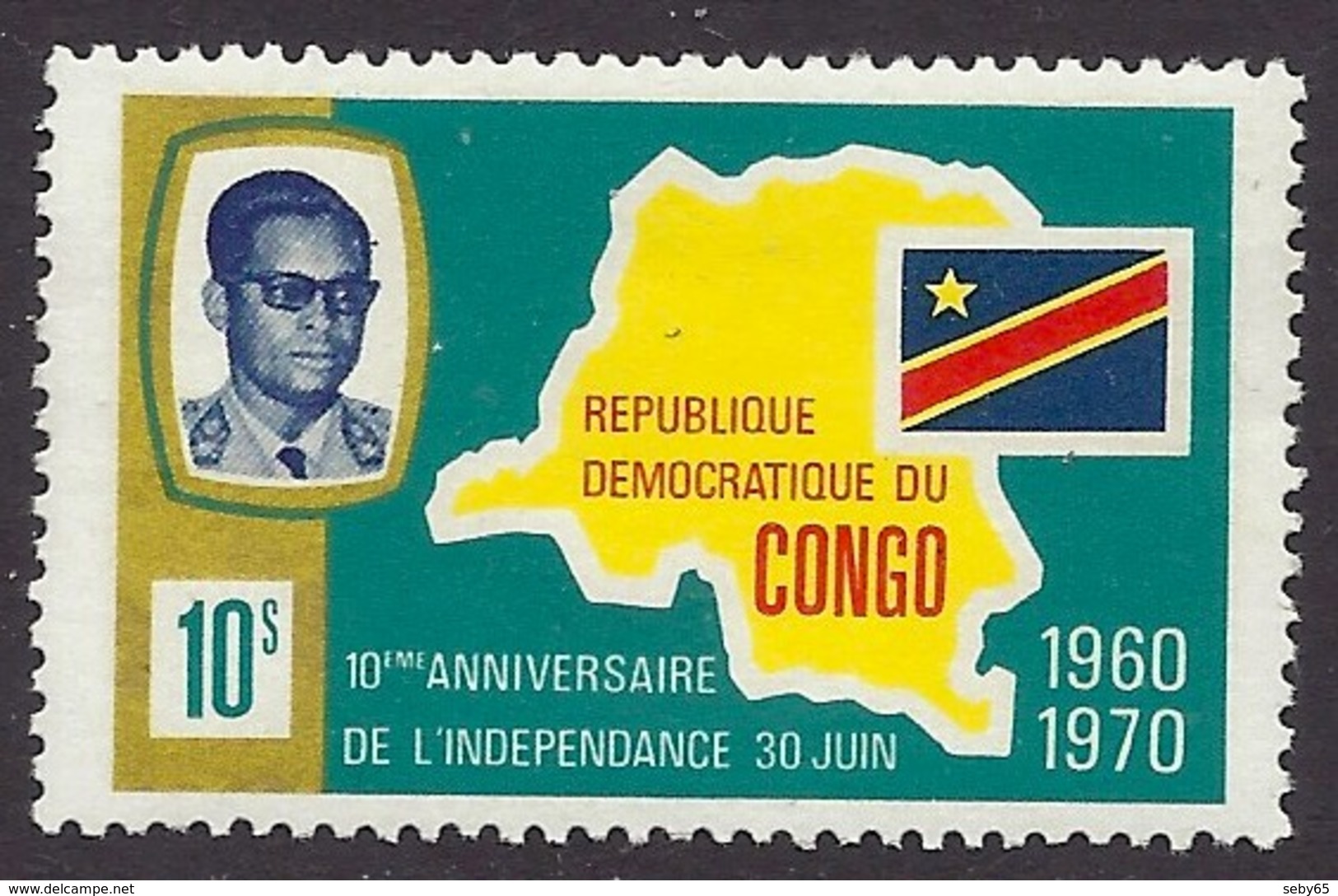 Congo 1970 - 1960-1970 Anniversary Of The Independence, Flag, Map MNH - Ongebruikt