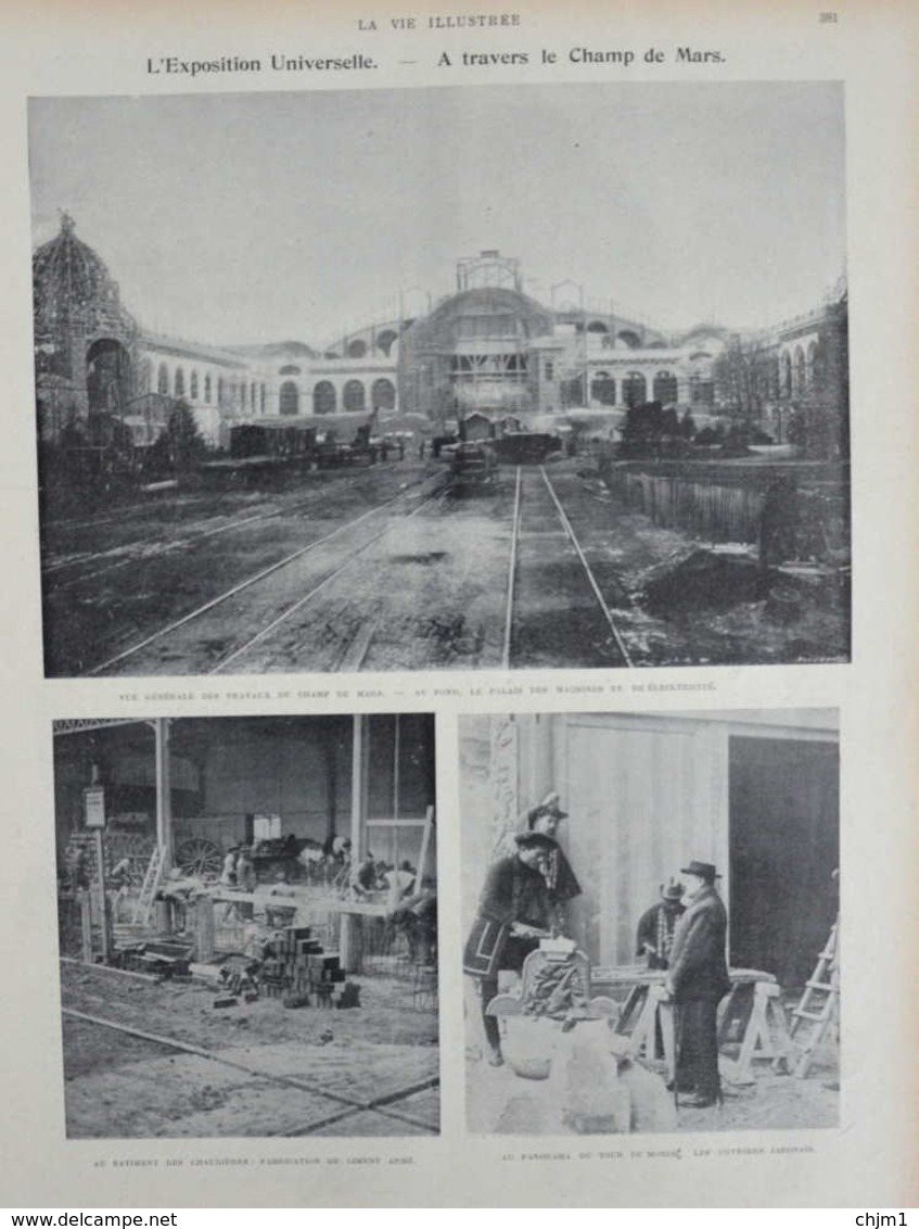 L'Esposition Universelle, Vue Générale Des Travaux Du Champ De Mars à Paris - Page Original 1900 - Documents Historiques