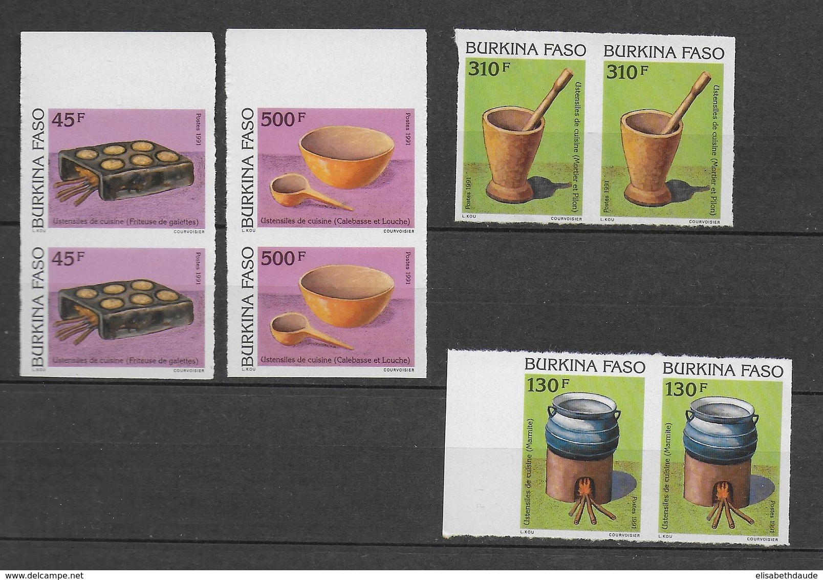 1991 - BURKINA FASO - SERIE COMPLETE YT N°849/852 En PAIRE NON DENTELES (RARE) - - Burkina Faso (1984-...)