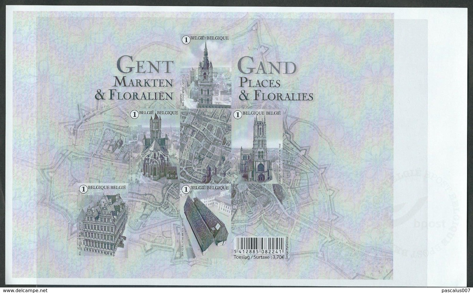 47 4581 4585 ZN 4581   Belgique  Feuillet NB   Gand - Place Et Floralies  --2016 - Autres & Non Classés