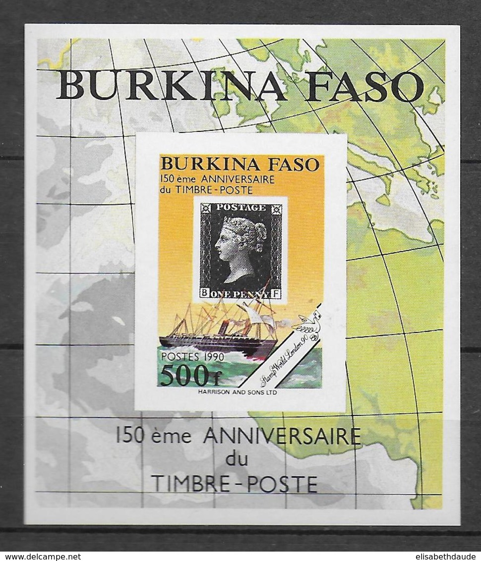 1990 - BURKINA FASO - YT N°BF37 NON DENTELE (RARE) - BATEAUX + 150 ANS DU TIMBRE - Burkina Faso (1984-...)