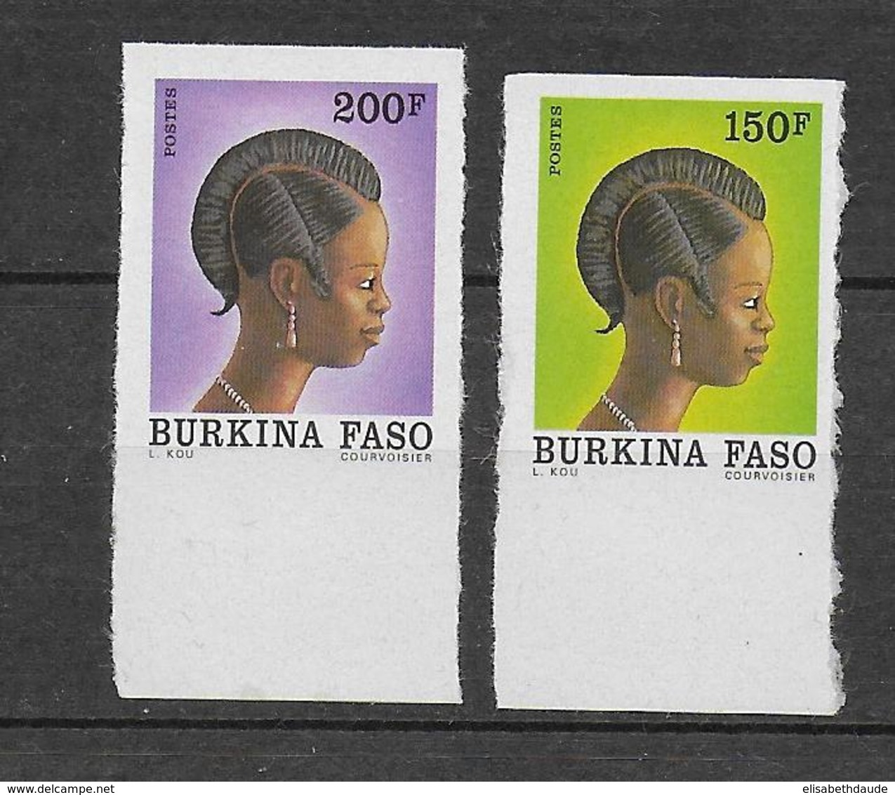 1991 - BURKINA FASO - YT N°836/837 NON DENTELES (RARE) - COIFFES - Burkina Faso (1984-...)