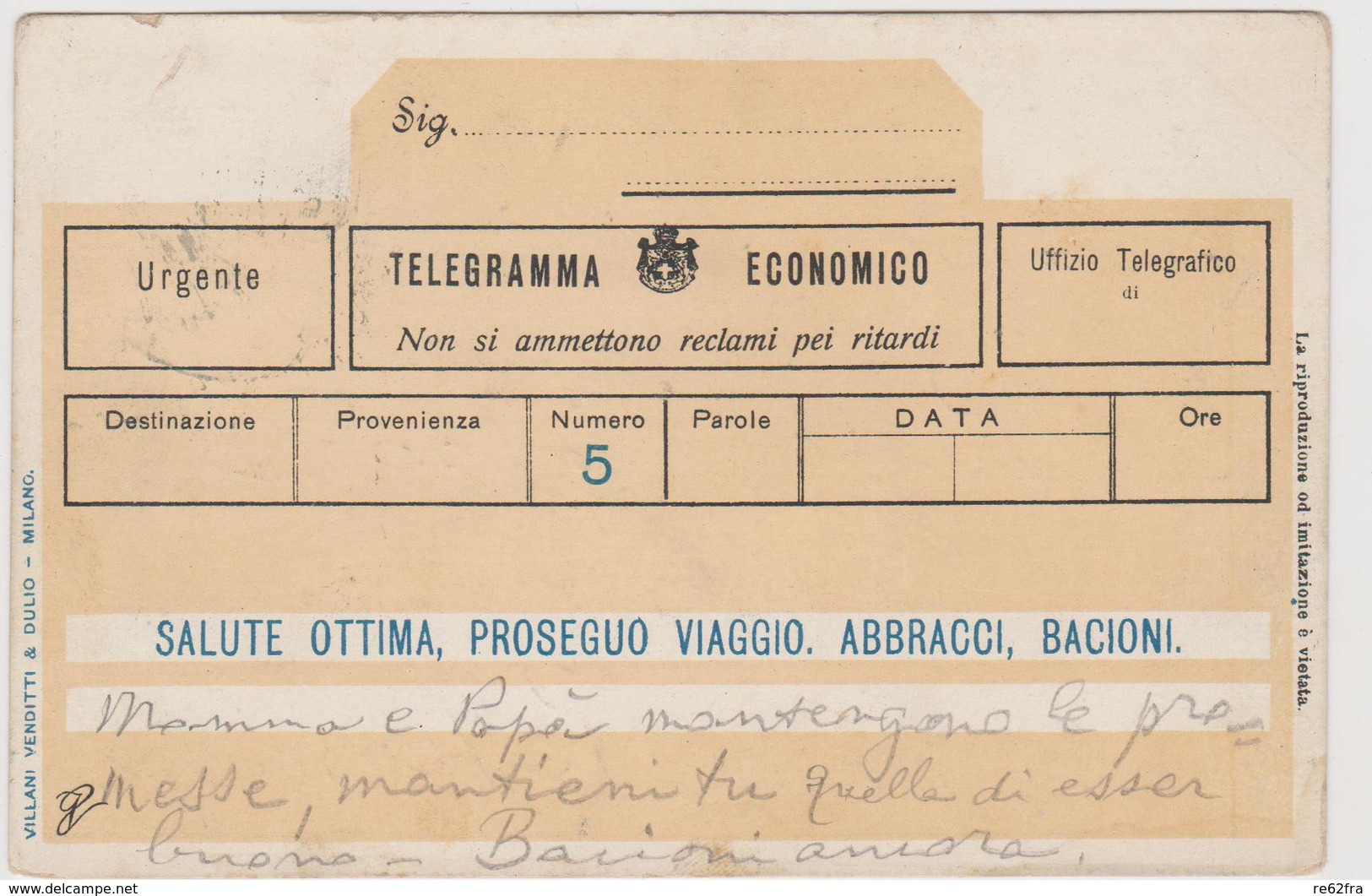 Cartolina Di Fantasia,  "Telegramma Economico"  - F.p.- Fine '1800 - Altri & Non Classificati