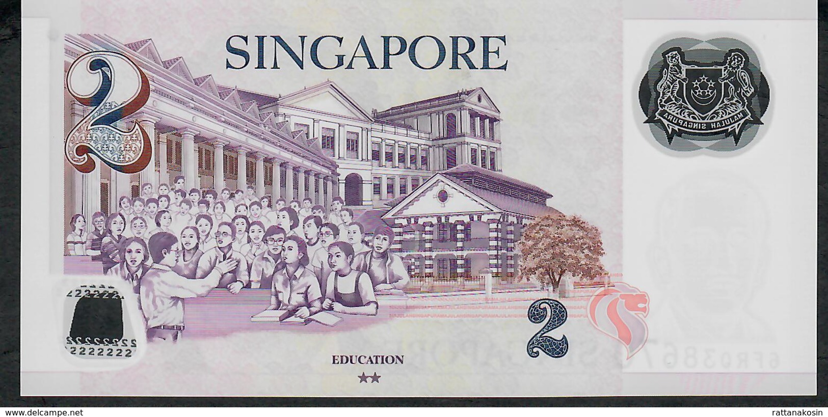 SINGAPORE  P46i 2 DOLLARS  2017 #6DT  2 Solid Stars  VF NO P.h. - Singapore