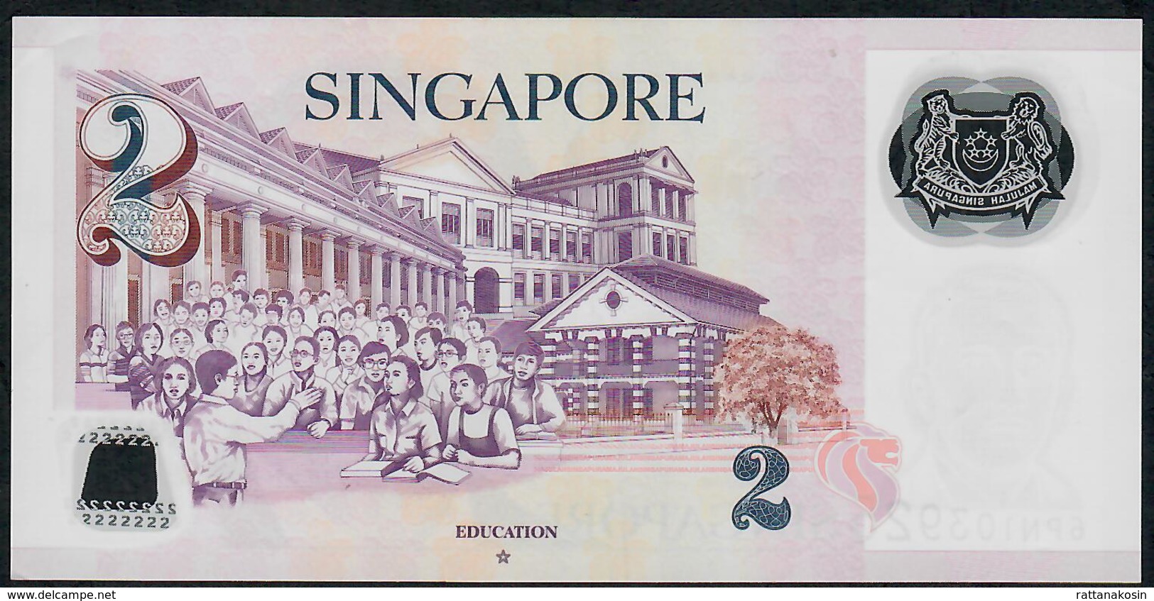 SINGAPORE  P46h 2 DOLLARS  2017 #6PN  1 Hollow Star  XF NO P.h. - Singapur