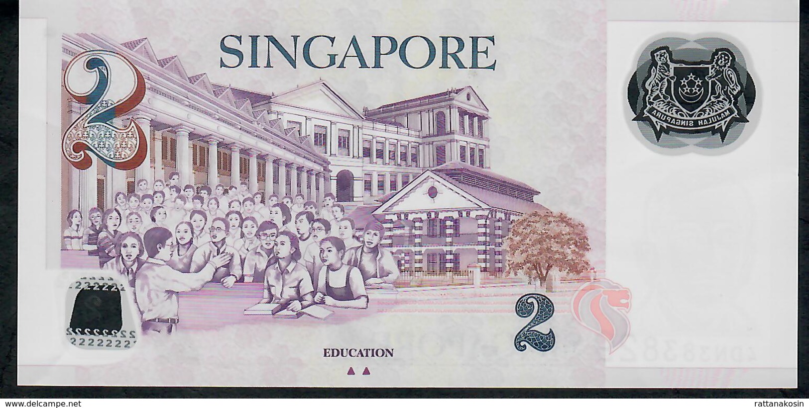 SINGAPORE  P46e 2 DOLLARS  2011 #4DN  2 Triangles  XF-AU - Singapur