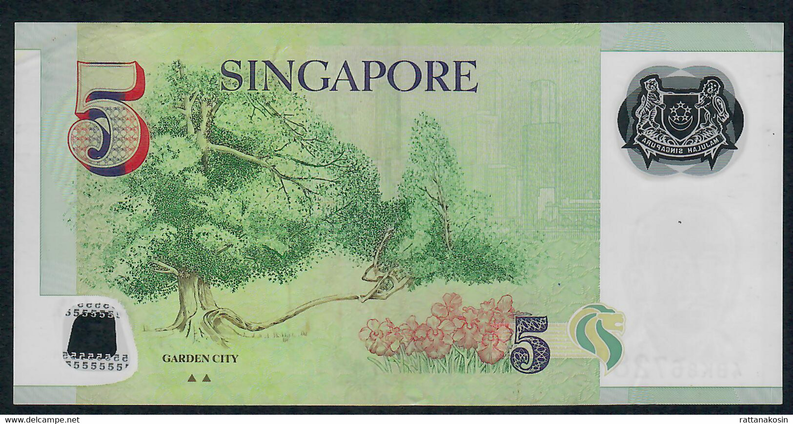 SINGAPORE  P47d 5 DOLLARS  2013 #4BK  2 Triangles  VF NO P.h; - Singapour