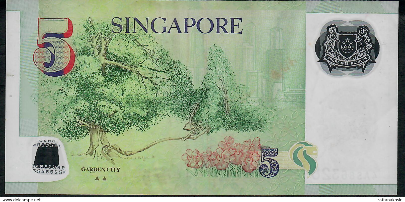 SINGAPORE  P47d 5 DOLLARS  2013 #4AS  2 Triangles  VF NO P.h; - Singapore