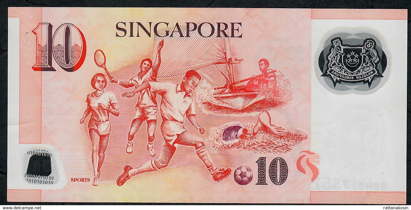 SINGAPORE  P48a 10 DOLLARS  2008 #2GH  NO Symbol  VF NO P.h. - Singapour