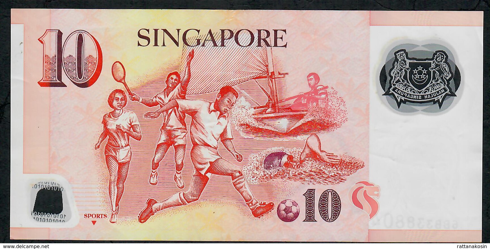 SINGAPORE  P48m  10 DOLLARS  2018 ?  #6BB  1 Inverted Triangle  VF NO P.h; - Singapore