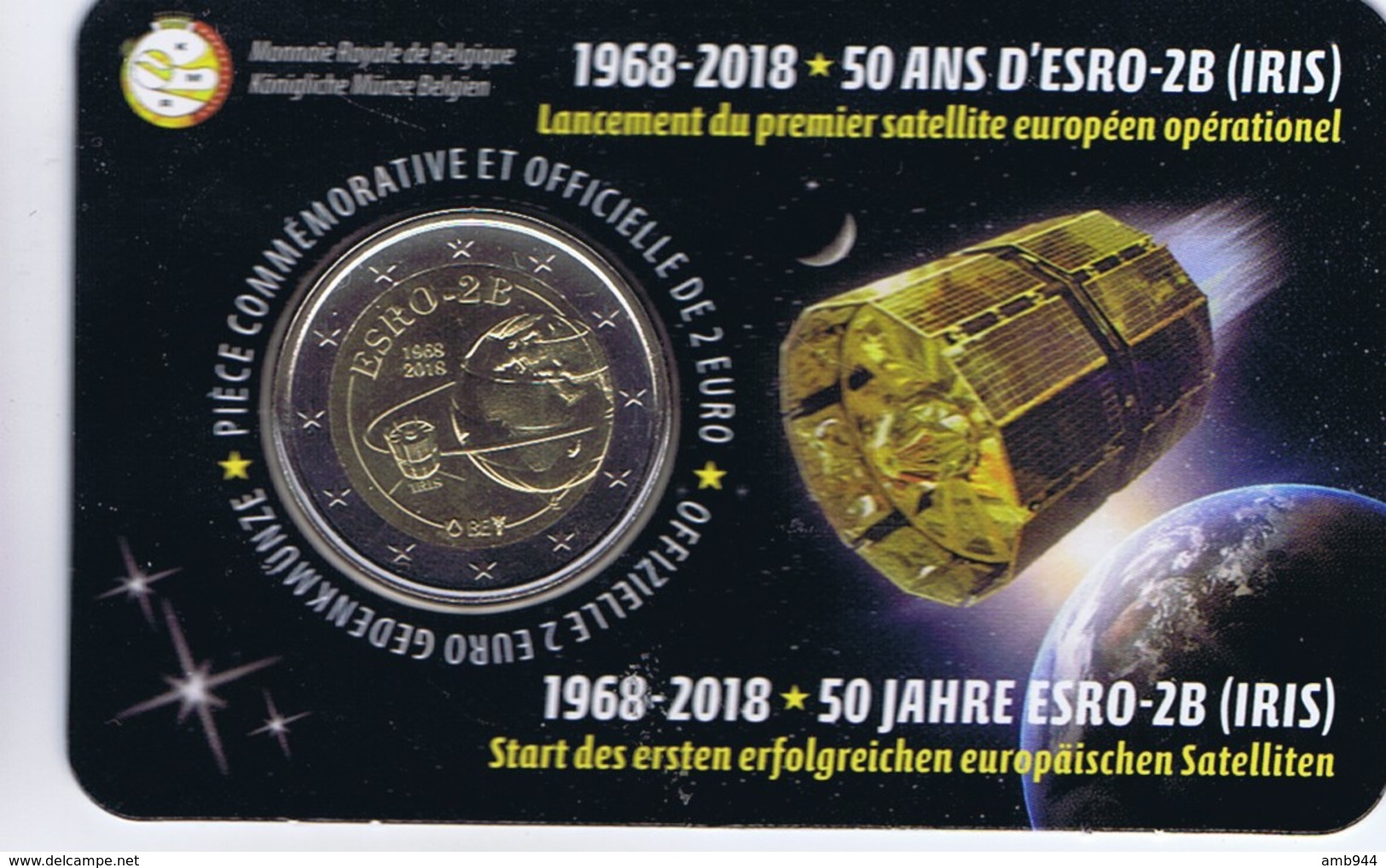 Belgio - 2 Euro Commemorativo 2018 - 50° Anniversario Lancio Satellite Europeo - België