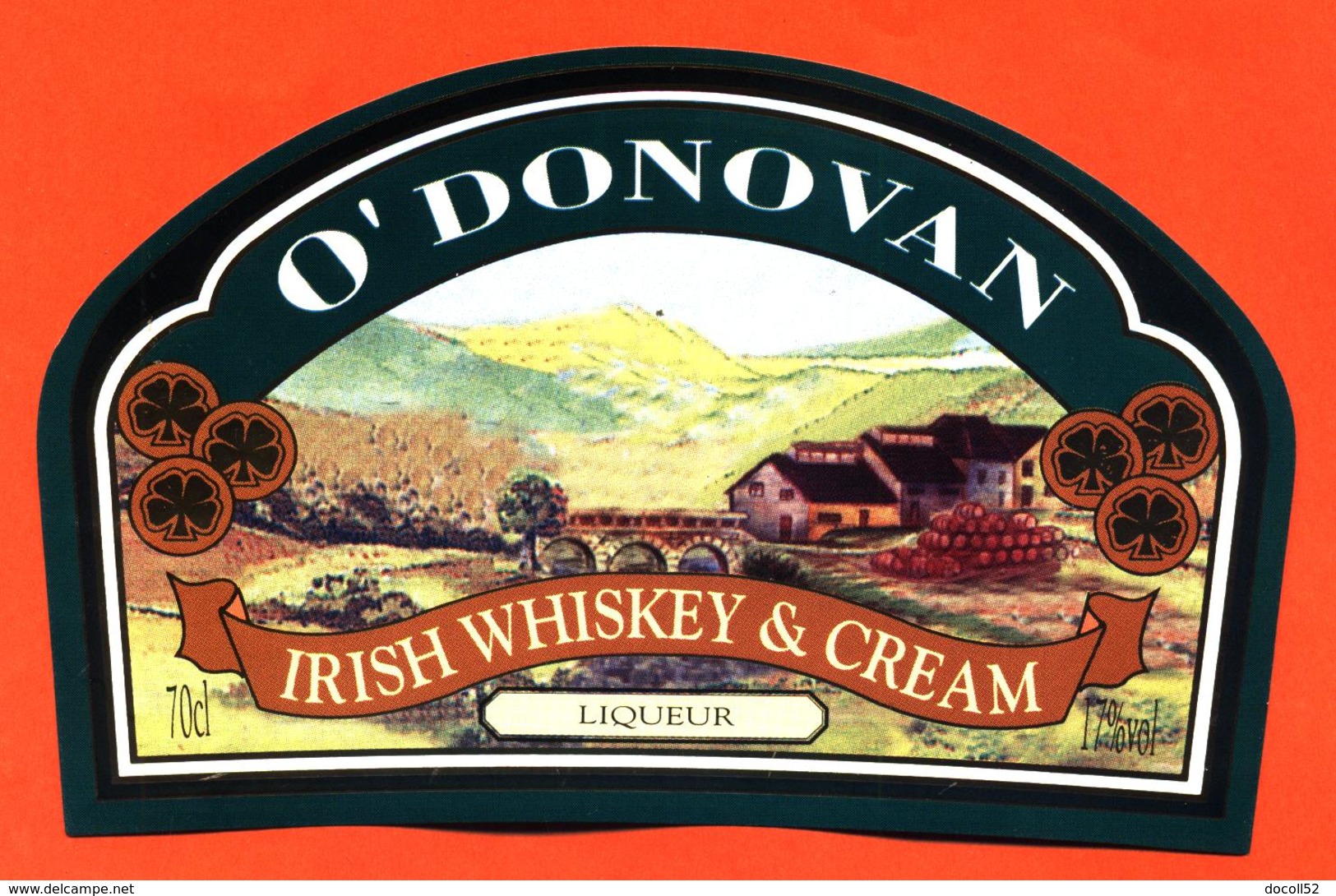étiquette De Liqueur Irish Whiskey Et Cream O'donovan- 70 Cl - 17° - Whisky