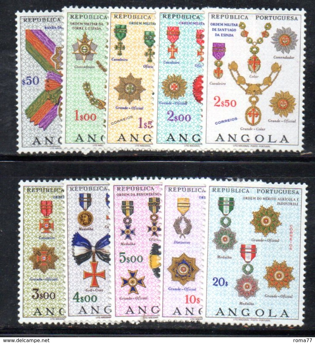 XP4119 - ANGOLA PORTOGHESE 1967 ,   Yvert  N. 541/550  ***  MNH  Medaglie - Angola