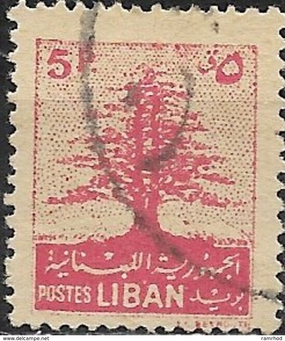 LEBANON 1952 Cedar Of Lebanon -5p - Red FU - Liban