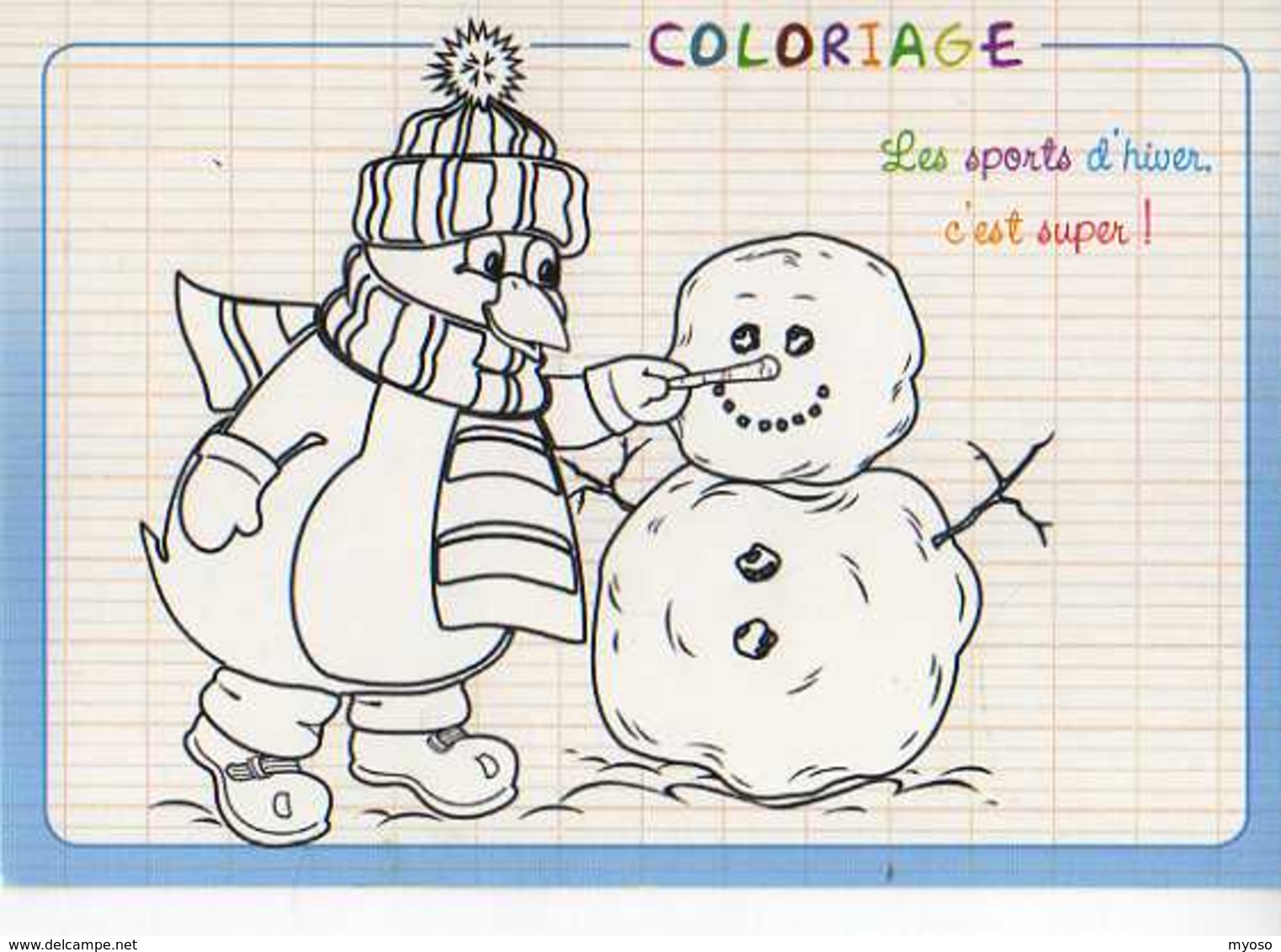 Coloriage Collection Enfants, Les Sports D'hiver C'est Super, Pingouin Faisant Un Bonhomme De Neige - Autres & Non Classés